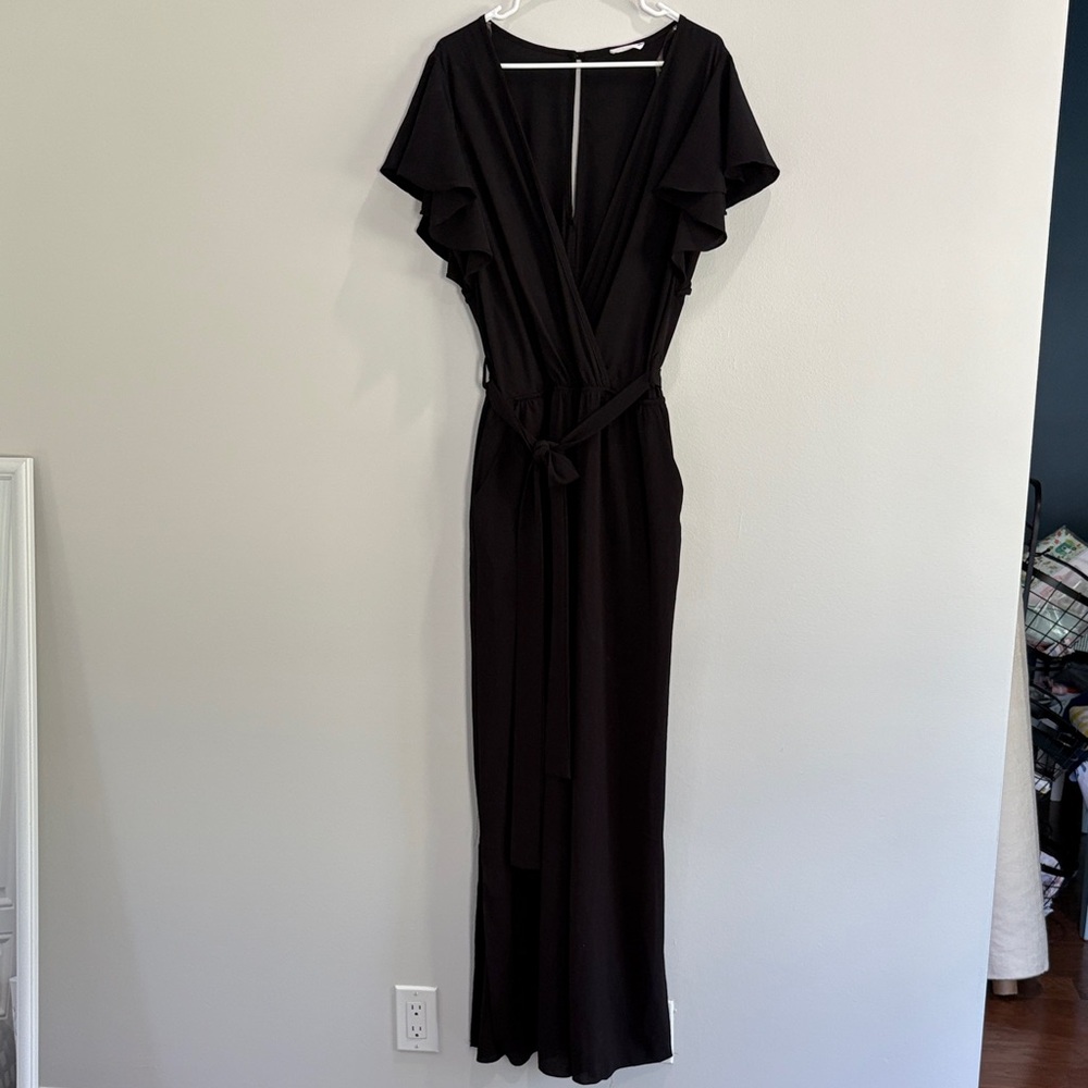 Chic Soul Black Ruffle Jumpsuit